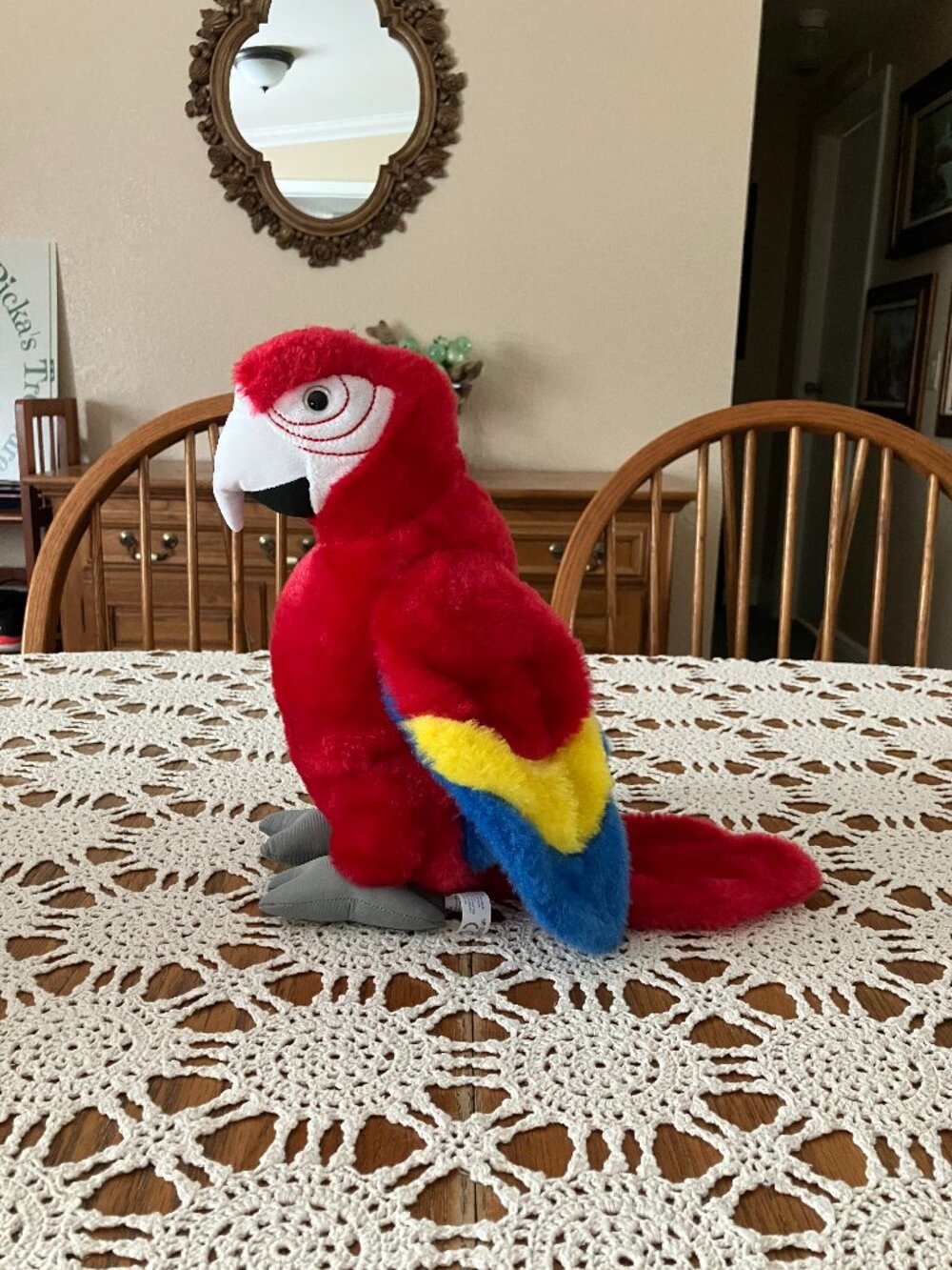 1994 The Petting Zoo 12” Plush Red Macaw Parrot